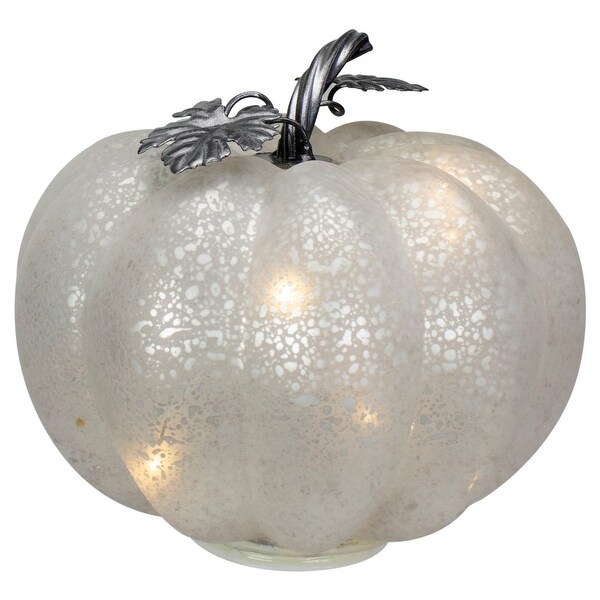 6.75" Silver and White Lighted Mercury Glass Pumpkin - Overstock - 31715195